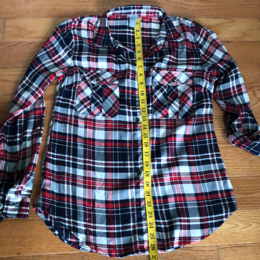 Charlotte Russe soft button down long sleeve plaid shirt - Picture 9 of 9